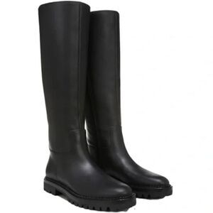 Vince Women’s soft top grain leather  knee high lug boot in black Sz 6M / 7M new